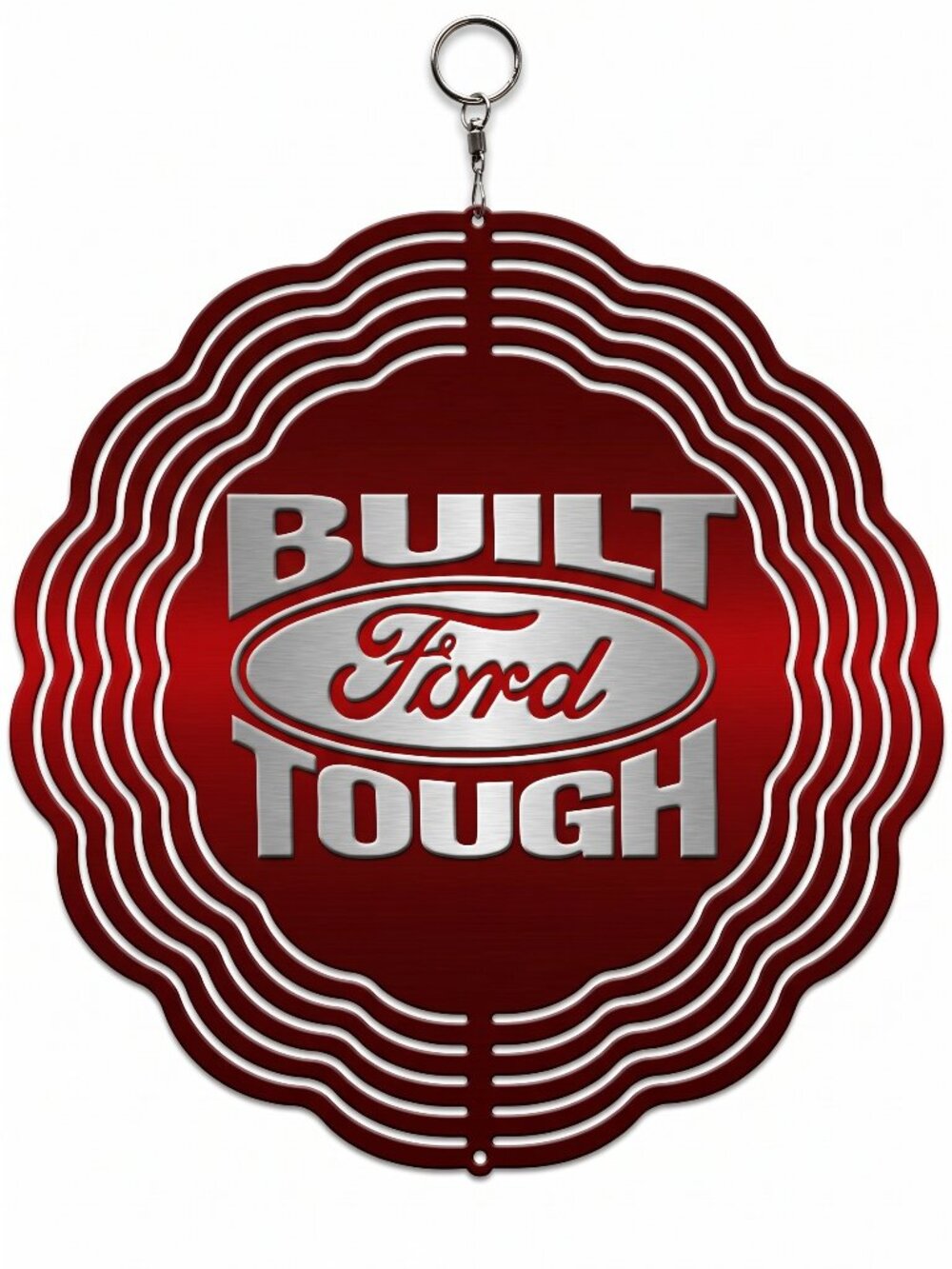 10" Built Ford Tough Logo Metal Kinetic Wind Spinner - Hanging Yard Decor